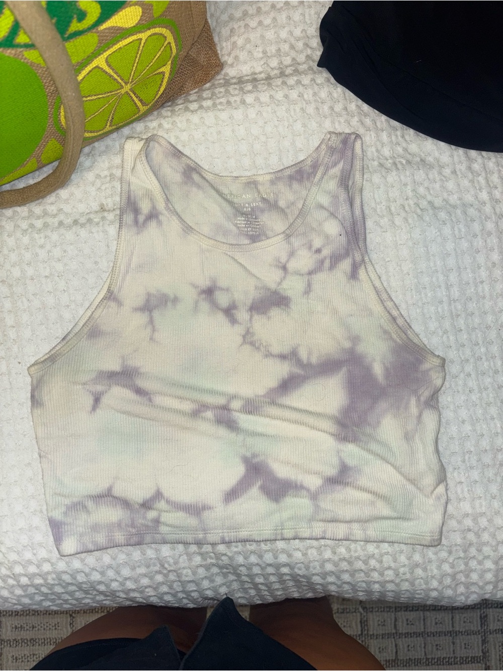 American Eagle Outfitters Lilac Tie-Dye Ribbed Crop Tank